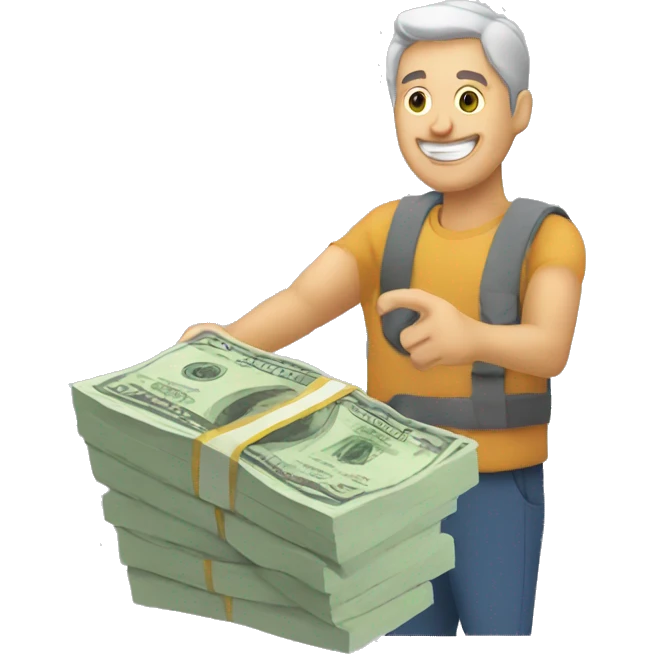 man with plats holding cash emoji