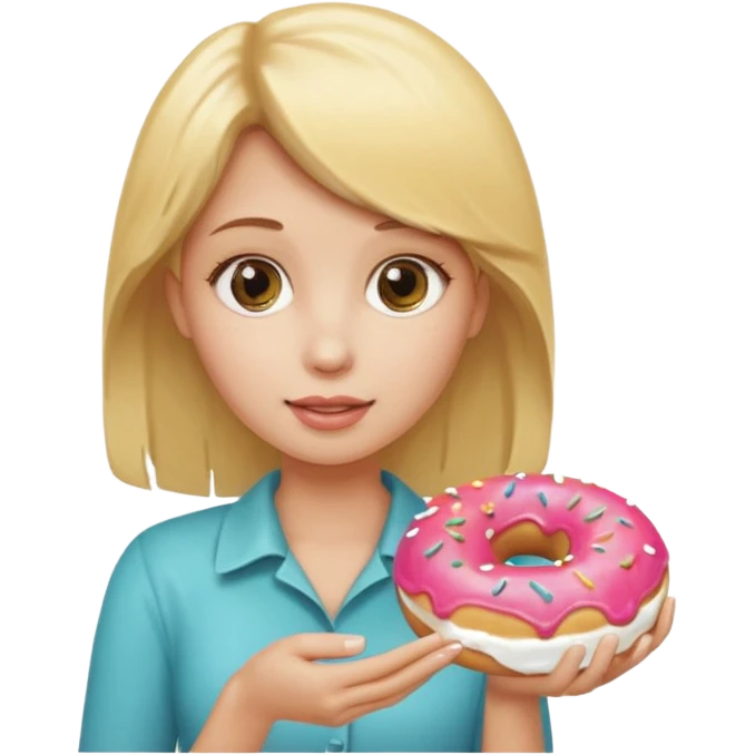 blonde female holding donut emoji