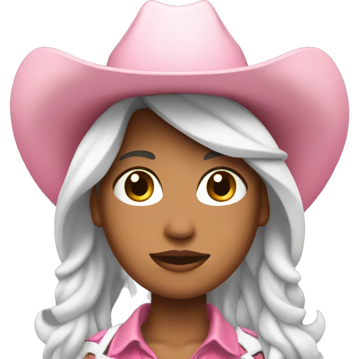 White pink cowgirl with black hair emoji