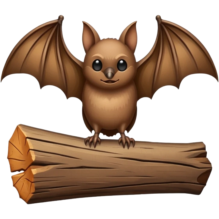 a piece of wood with a bat perched on it emoji