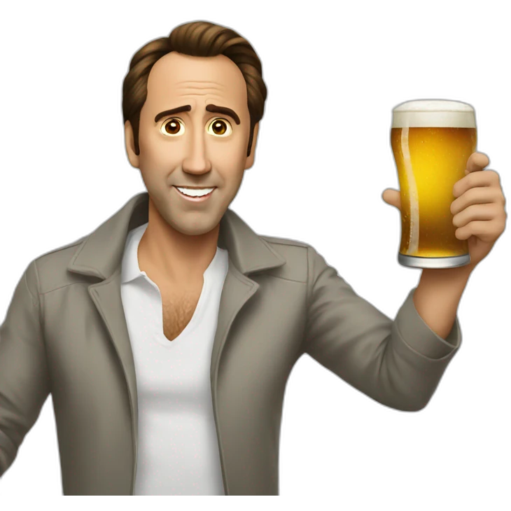 nicolas cage holding a beer emoji