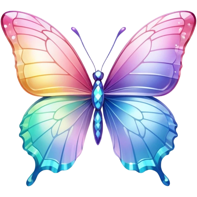 Sparkly Pastel rainbow-gradient iridescent crystal butterfly emoji