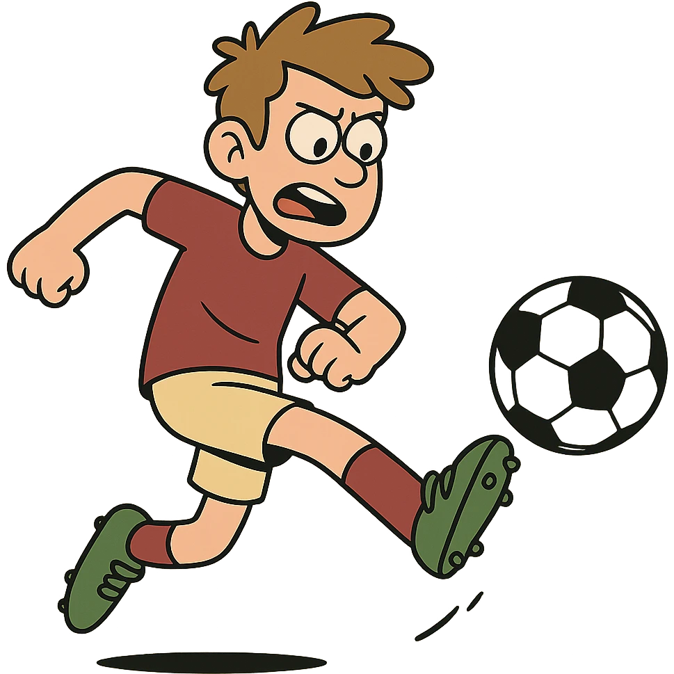 flat toon style jogador a chutar uma bola emoji