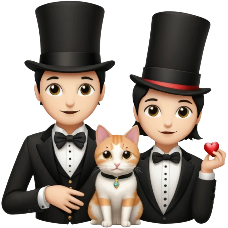 magician couple and their pet cat emoji