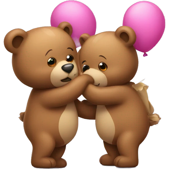 Bears kissing with balloon emoji