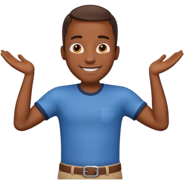 cartoon Black man character, smiling, hands on hips, emoji-style emoji
