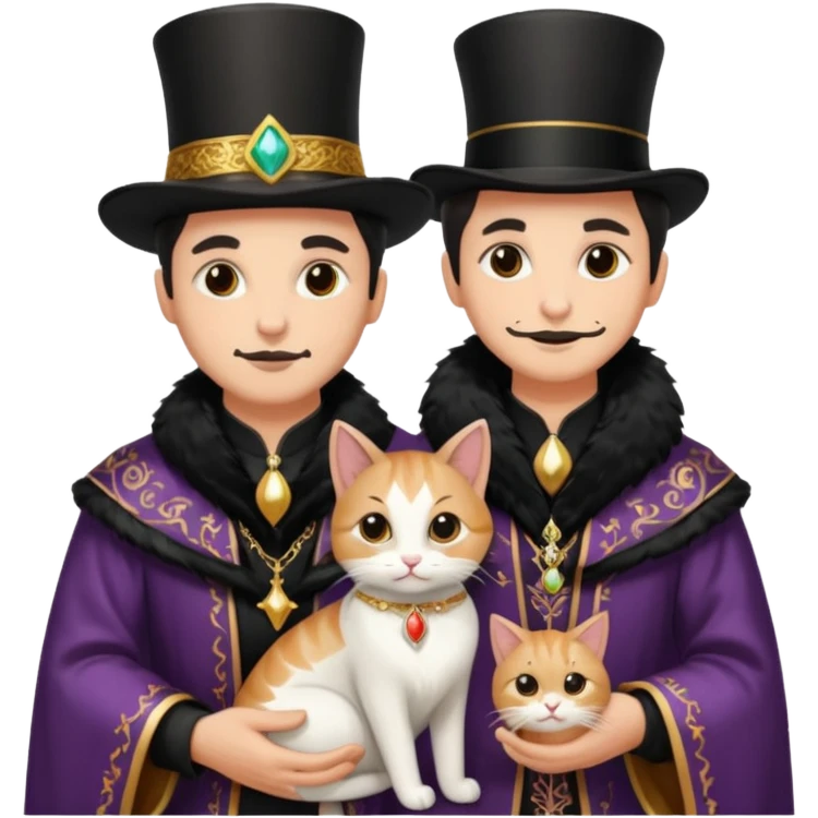 magician couple and their pet cat emoji