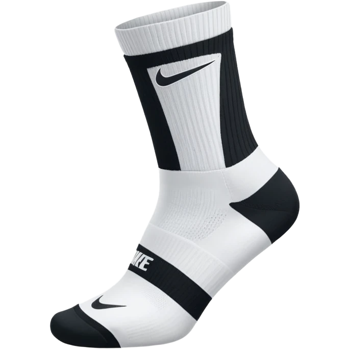 white sock, with black nike logo socks, dri-fit socks emoji