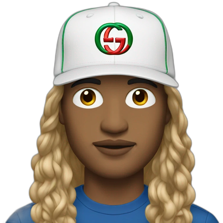 Men whit long hair and gucci cap emoji