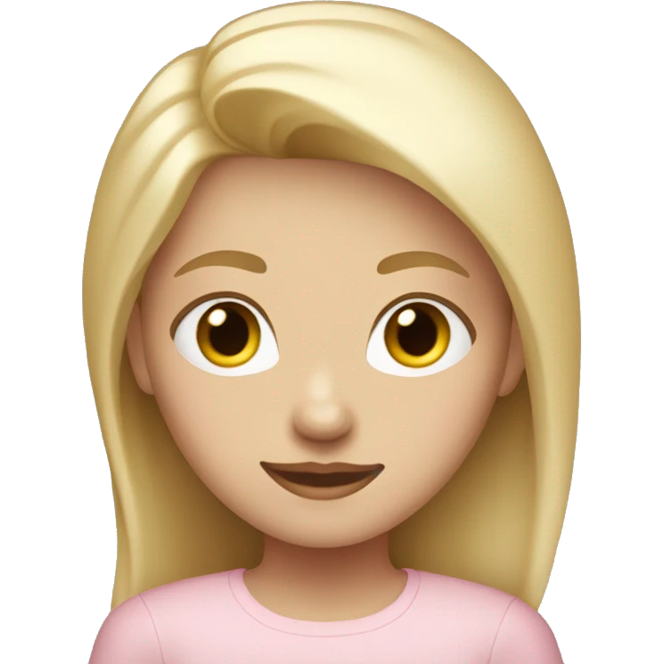 blonde straight hair girl , white race, wearing a tight light pink long sleeve shirt emoji