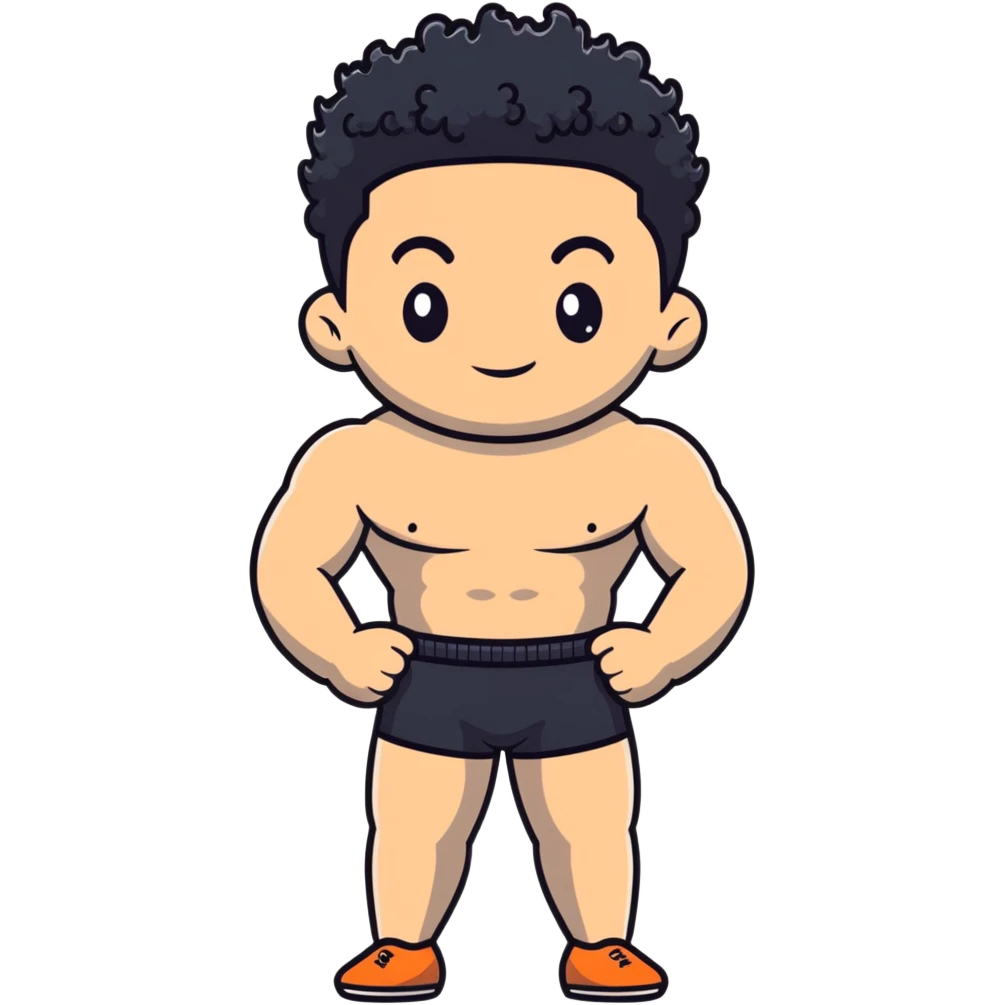 shirtless male athlete with white skin and black curly hair on top with shaved sides emoji