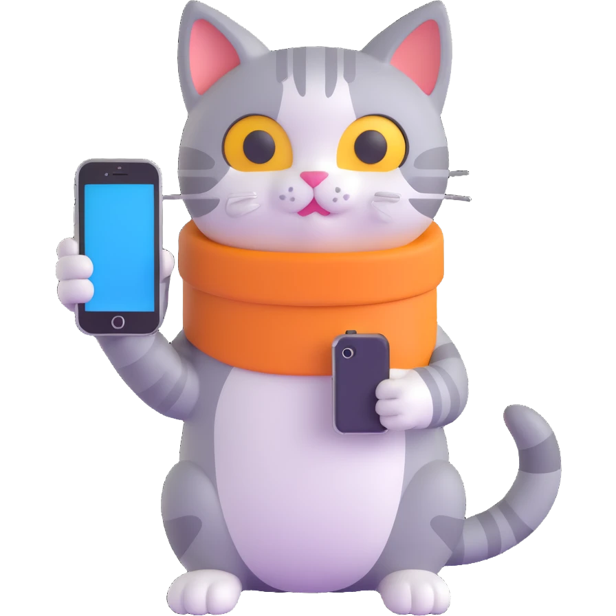 cat holding an iPhone emoji