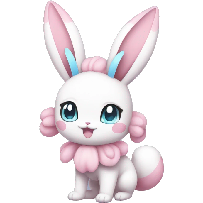 Kawaii Pastel Sylveon-Bunny-Pokémon full body emoji
