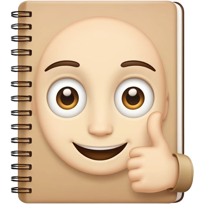 notebook con ojos y sonrisa levantando un pulgar emoji