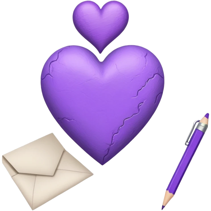 paper with emptu Hand drawn purple heart  with pencil emoji