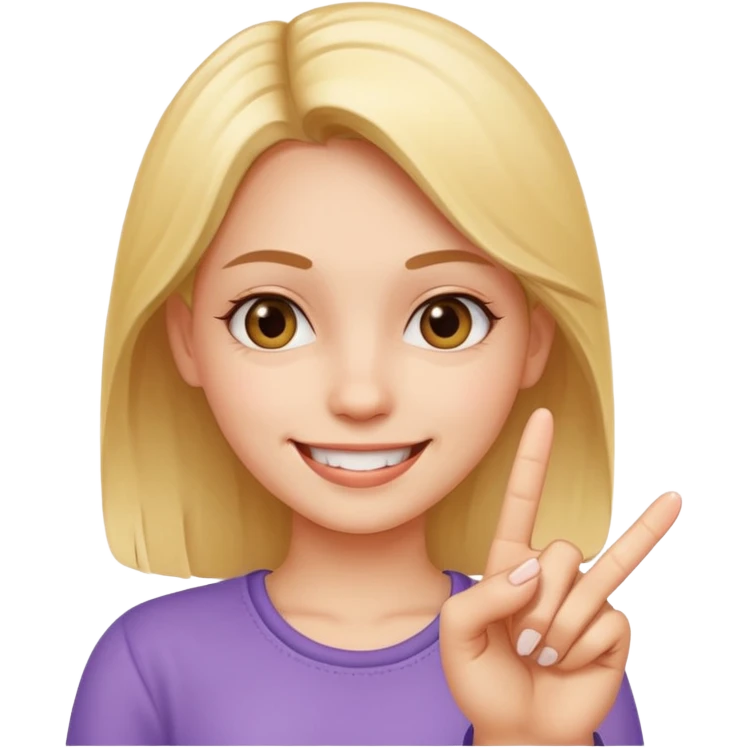 Girl smiling and showing her middle finger  emoji