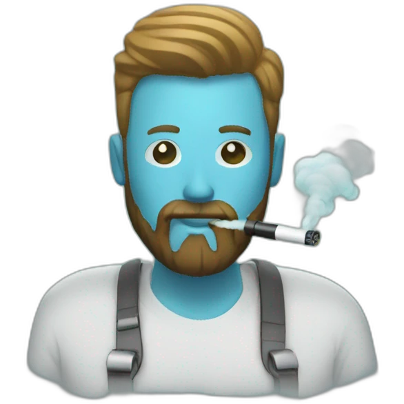 man with beard vaping emoji
