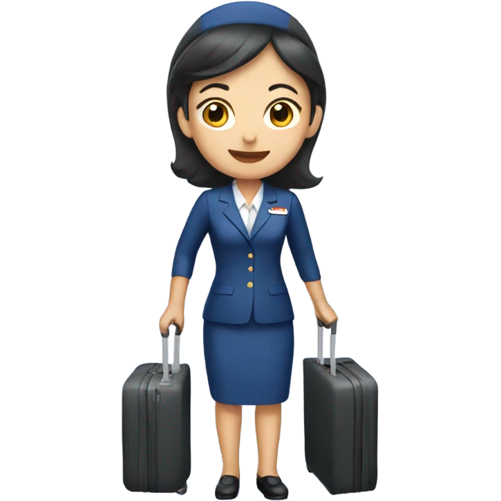 asian flight attendant with luggage  emoji