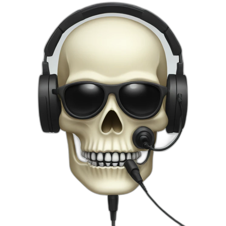 Military Skeleton mask with a long black mask underneath it and headset with a microphone emoji