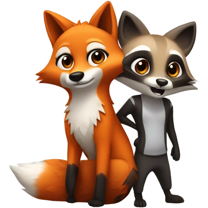 Fox and raccoon couple  emoji