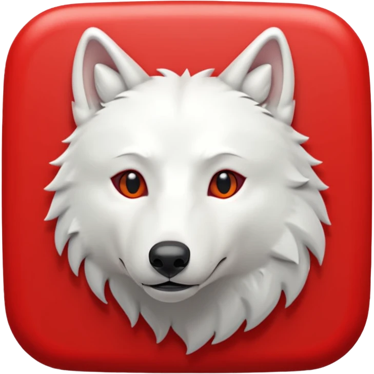 A bold white capital letter C with a small white wolf head icon above it, inside a red rounded square, emoji style, flat design, shiny light reflection, same style as 🅱️ emoji, transparent background. emoji