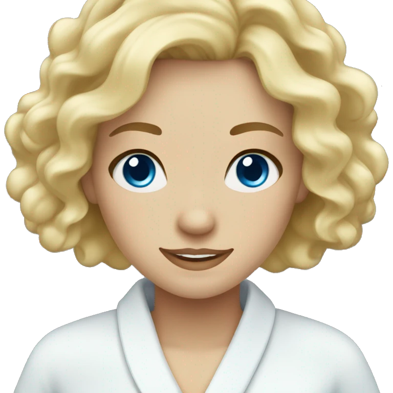 blonde girl with wavy hair and blue eyes spa emoji
