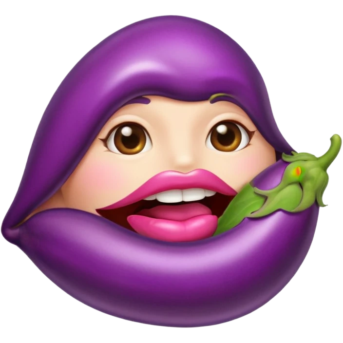 Lips sucking eggplant emoji