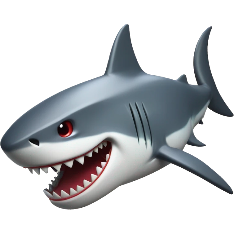 Red brutal badass shark smiling at the camera emoji