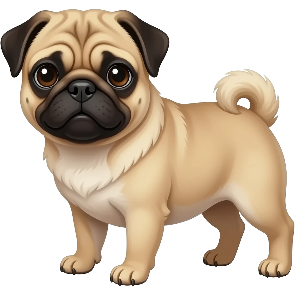 Pug  realista com um tutuzinho fofo emoji