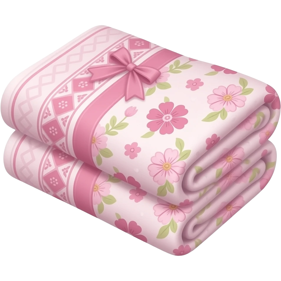 soft pink feminine delicate floral print folded towels emoji