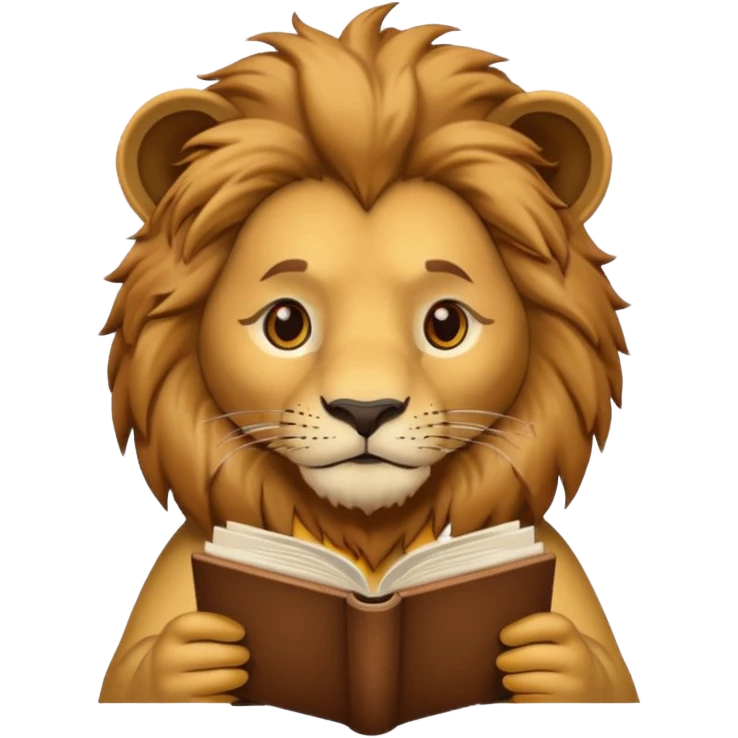 lion reading a book emoji