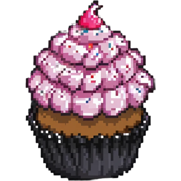 pixel art cupcake with pink icing emoji