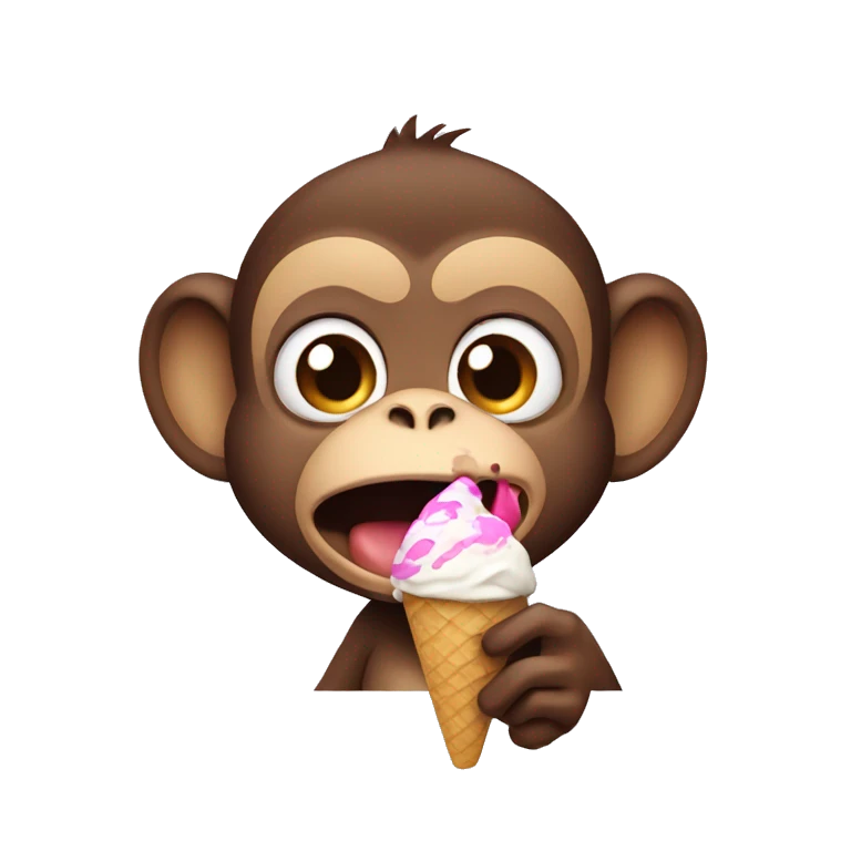 a monkey crying eating ice cream  emoji