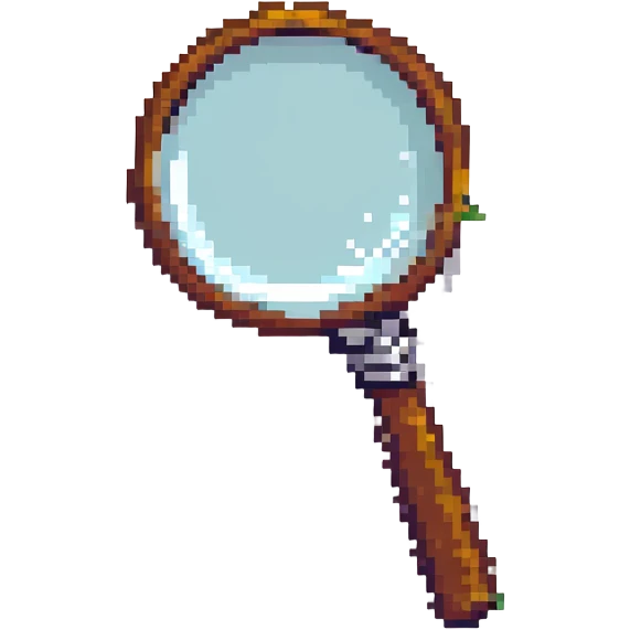 magnifier, pixel art style, pixelated, retro emoji