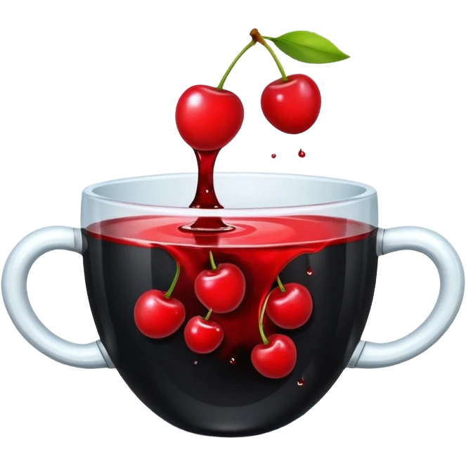 Cup of black liquid with cherrys floating in it emoji