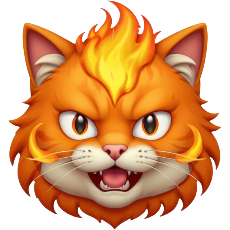 furious cat with flames emoji