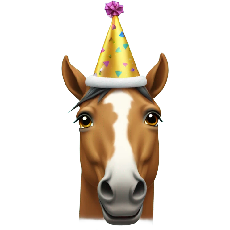 horse with a party hat snowing back ground  emoji