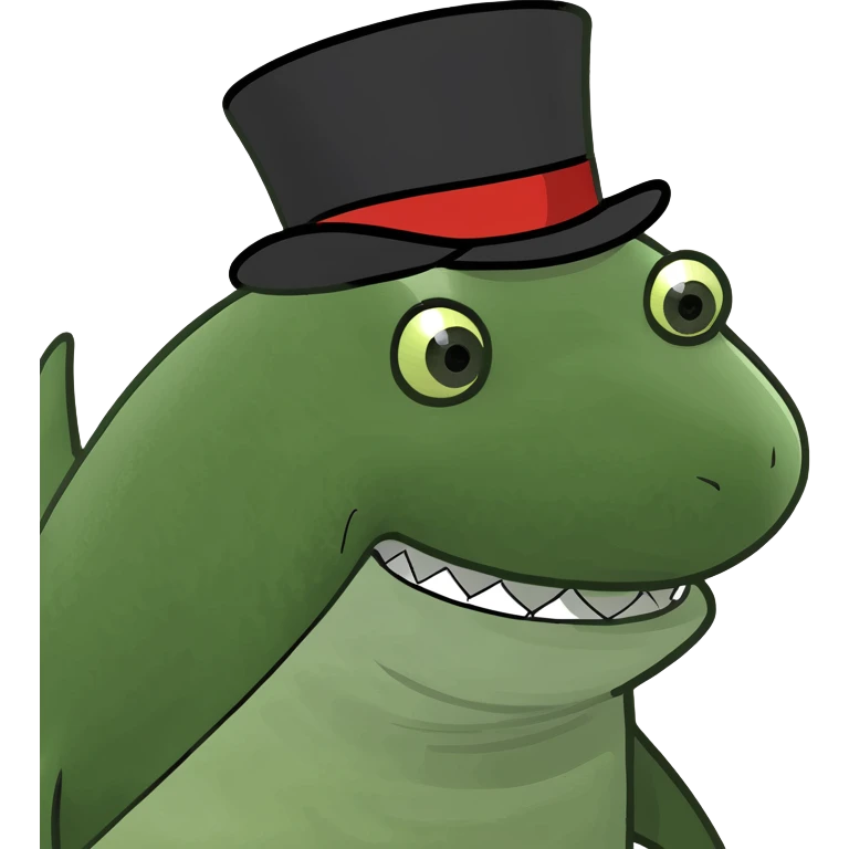 Shark with a top hat emoji