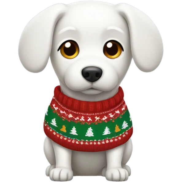 White Dog wearing Christmas sweater  emoji
