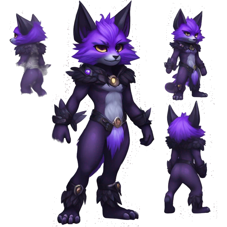 Anthro-Edgy-Cool-Black-Purple-Contrast-Colors-Fantasy-Fur-Sona-Chibi-Shiny-Fakémon-Hybrid full body emoji