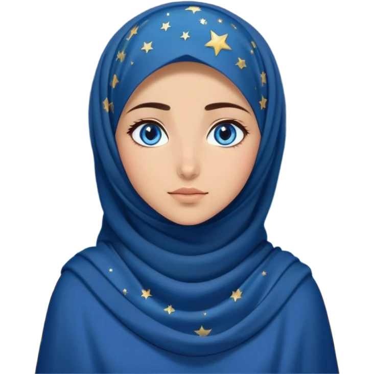 Turkish beautiful finish Konya girl blue eyes with starry night hijab dress and watching the sky on the ground  emoji
