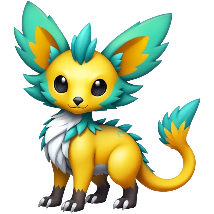 Cute cool edgy colorful fantasy animal hybrid Fakemon full body emoji