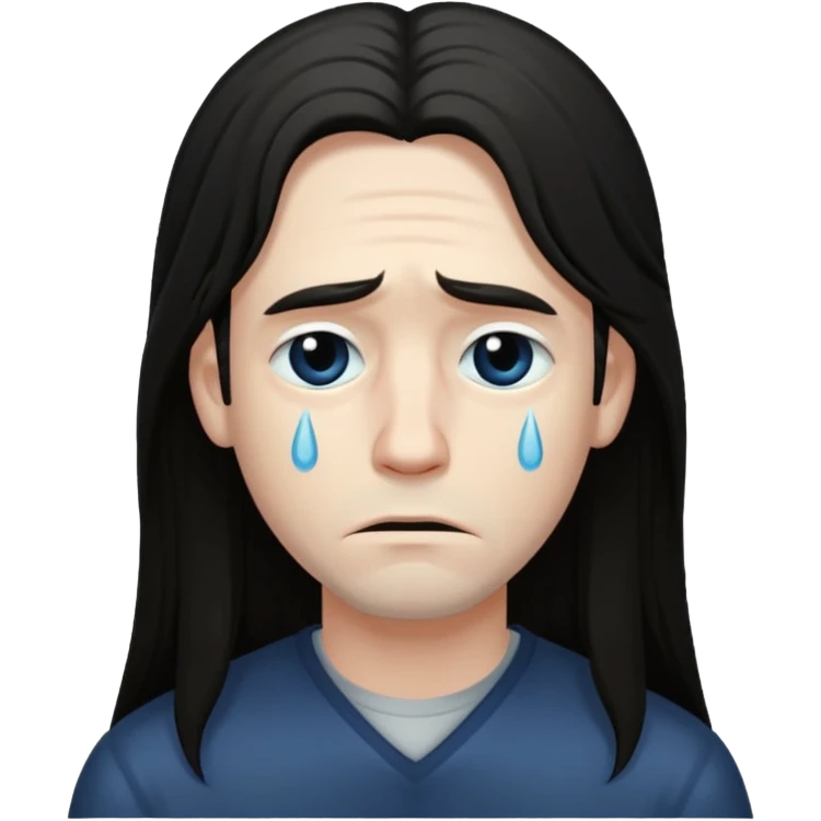 Sad man: dark and long hair emoji