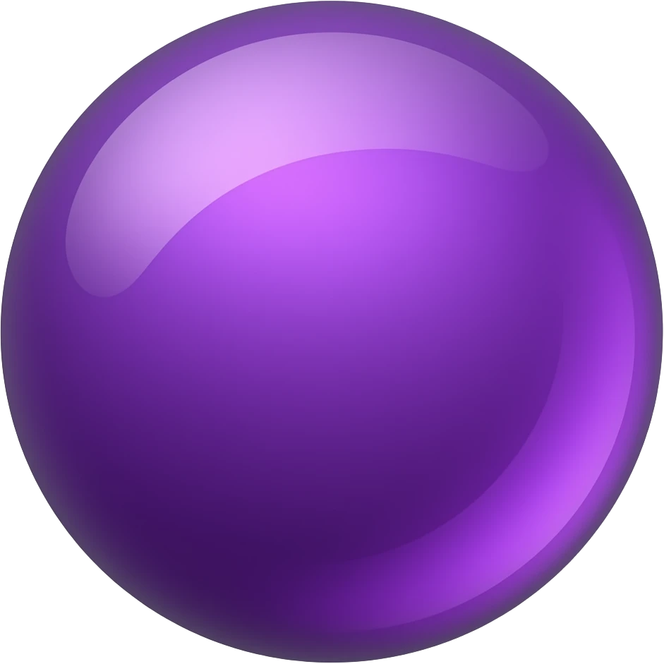 a 3D purple shiny reflective sphere emoji