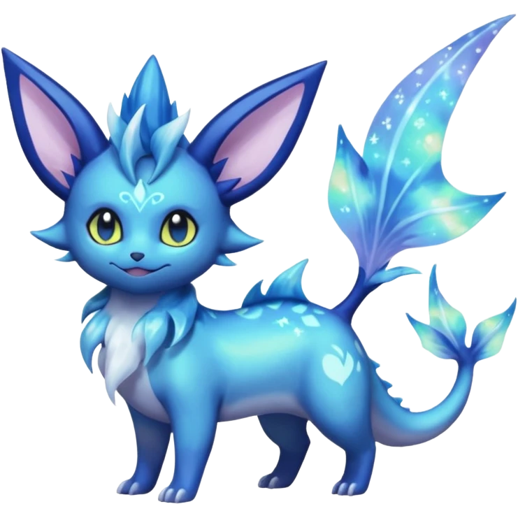 Nebulae Noibat-Aurorus-Vaporeon-Meowstic-Fakémon-hybrid-creature (full body)  emoji