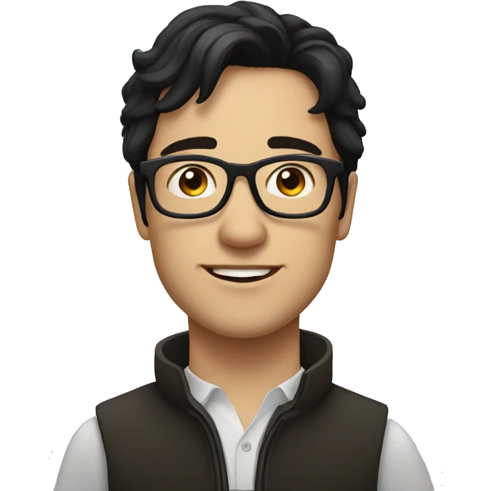 man in glasses black hair, white skin, european, on a horse emoji