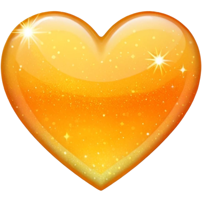 glitter heart, orange to yellow ombre emoji