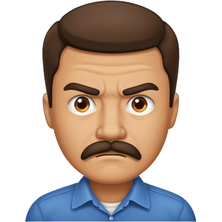 mustached man both sad and angry emoji