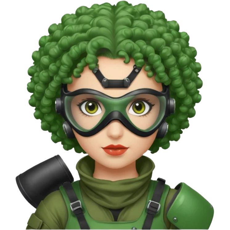 green curly haired painitball player with big earrings emoji