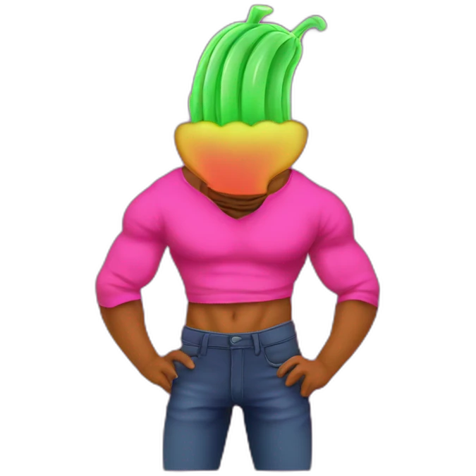 Juicy booty neon sign style man emoji